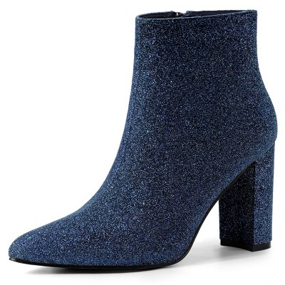 Allegra K Women's Back to College Pointed Toe Chunky Heel Ankle Boots