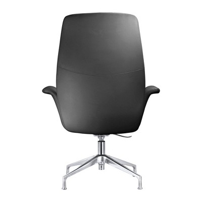 Summit Black Faux Leather Swivel Office Chair with Aluminum Frame