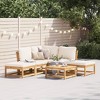 vidaXL 6 Piece Patio Lounge Set - Solid Acacia Wood Outdoor Furniture with Cushions - Garden Sofa, Footstool & Table - 2 of 4