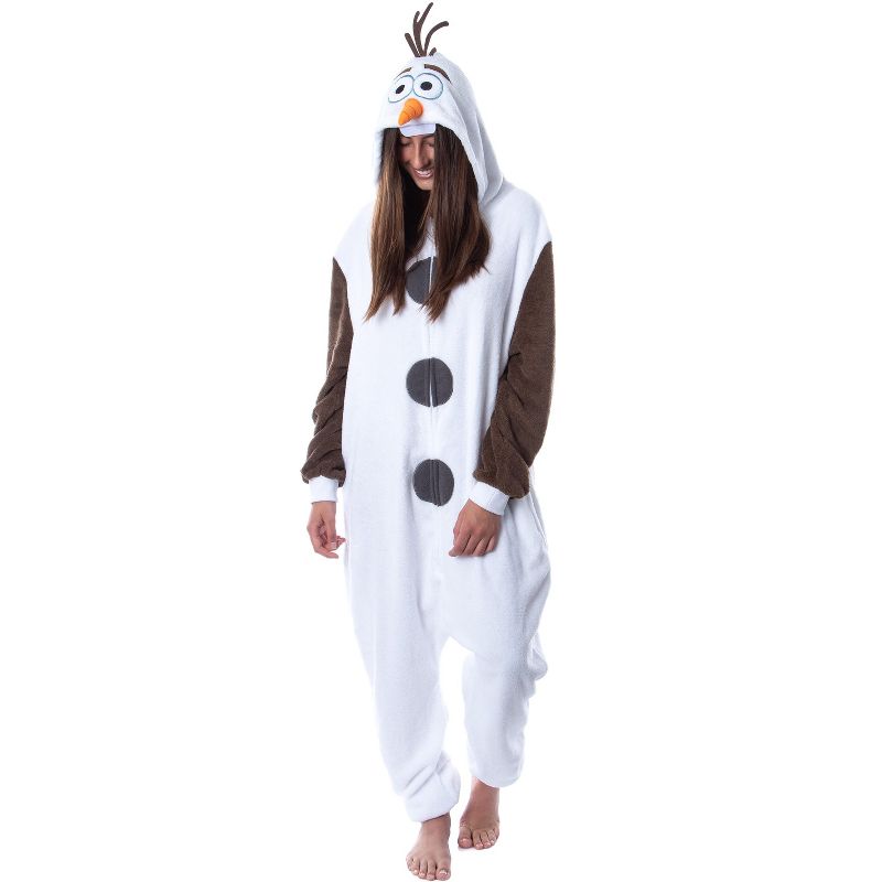 Disney Frozen Adult Olaf Kigurumi Costume Union Suit Pajama For Men Women White, 1 of 6