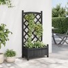 vidaXL Black Solid Fir Wood Planter with Trellis - Rectangular Flower Box for Garden, Patio, Terrace - Supports Climbing Plants - 3 of 4