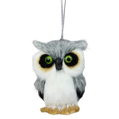 Kurt S. Adler 3.5" Gray and White Furry Woodland Owl Christmas Ornament