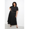 Slickblue Plus Size Pleated Cropped Shirt and Maxi Skirt Set - Black or Green, Stretch Fabric, Size 1XL-3XL - 2 of 4