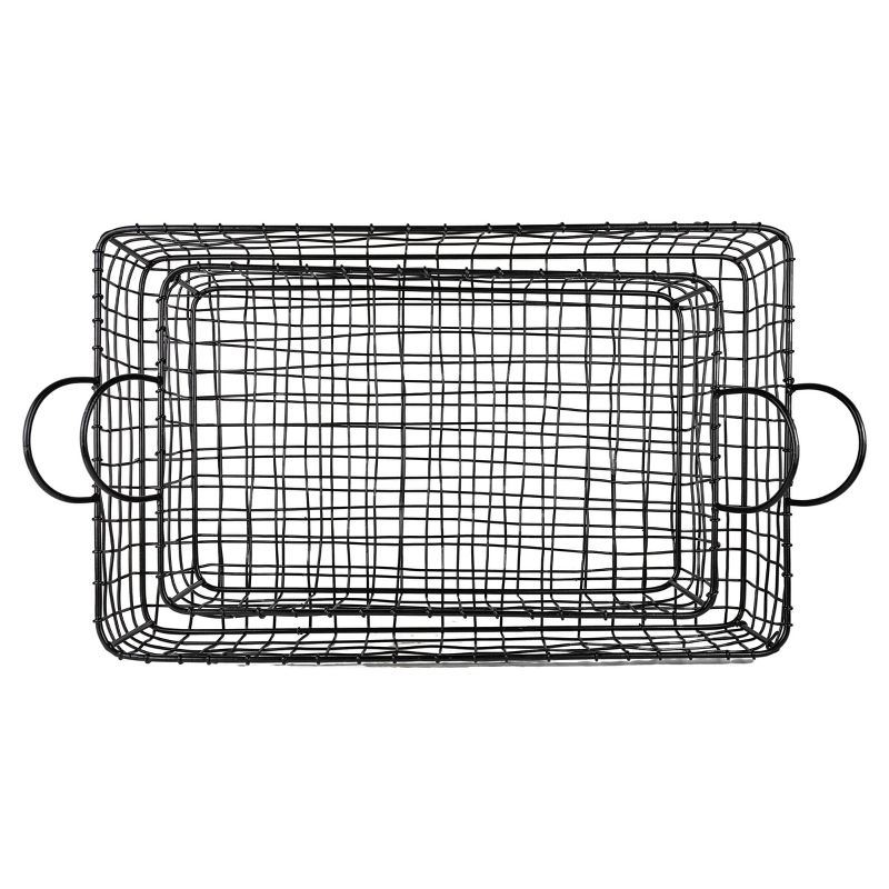 Set of 2 Rectangle Trays Black Metal - Foreside Home & Garden, 4 of 7