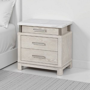 Royal Hampton Nightstand, 3 Drawers, White Marble Top, 29 Inch - 1 of 4