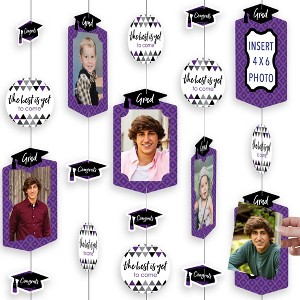 Big Dot of Happiness Purple Graduation Party Vertical Photo Garland 35 Pieces - 1 of 4