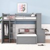 TIRAMISUBEST Twin/Full Size Bunk Bed with a Twin Size Stand-alone Bed, Bulit-in Desk and Wardrobe, Solid Wood Bunk Bedframe with Storage Shelves - 2 of 4