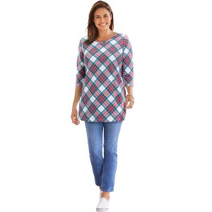 Woman Within Perfect Printed Three-Quarter Sleeve Crewneck Tunic - 1 of 2