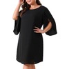 Agnes Orinda Women's Plus Size 3/4 Flutter Sleeve Crew Neck Chiffons A Line Midi Dresses - 2 of 4