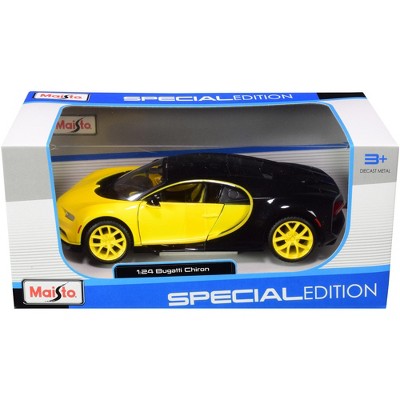 Bugatti Chiron Yellow and Black 1/24 Diecast Model Car by Maisto