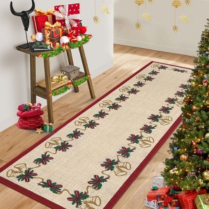 Christmas Runner Rug Solid Non-Slip Washable Christmas Kitchen Rug Holiday Decor Carpet for Dining Room Nursery Office - 1 of 4
