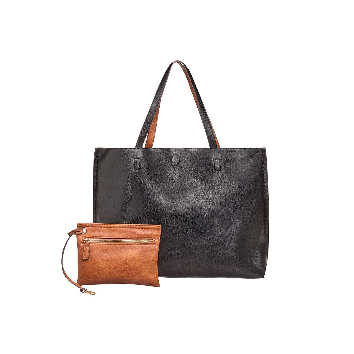 The Lakeside Collection Women's Faux Leather Reversible Tote Bag with Matching Purse - - thumbnail 5