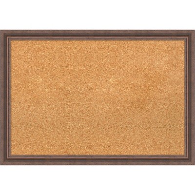 Amanti Art Natural Cork Board Wood Framed Distressed Rustic Brown Bulletin Board 26 in. x 18 in.