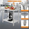 Heavy Duty Stainless Steel Work Table, Adjustable Height Utility Table for Home, Garage, and Restaurant Use - 4 of 4