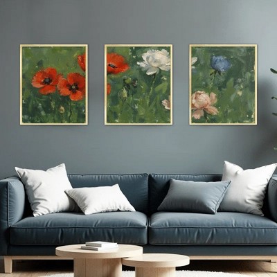Floral Canvas Wall Art with Strong Artistic and Visual Aesthetics,3 - Pieces