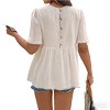 Womens Lace Trim Round Neck Short Sleeve Babydoll Blouse Shirts - 3 of 4