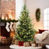 LuxenHome 7Ft Pre-Lit Artificial Natural Upswept Pine Christmas Tree with Metal Stand Green - 2 of 4