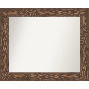 Amanti Art 34"x28" Non-Beveled Bridge Brown Wood Wall Mirror : Modern Rectangular, Includes Mounting Hardware - 1 of 4