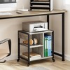 3-Tier Rolling Printer Stand with Built-In Power Outlets and USB Ports, Utility Storage Cart – Printer Cart with Storage Shelves for Home and Office - 3 of 4