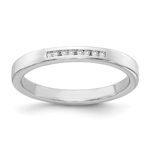 Black Bow Jewelry Channel Set .08 Ctw Diamond 3mm Ring in Rhodium Plated Sterling Silver - 1 of 4