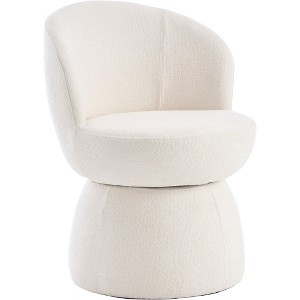 YOUNIKE Boucle Fabric Swivel Accent Chair Modern Upholstered Barrel Chair 22" Wide Living Room Chair Single Sofa Chair - 1 of 4