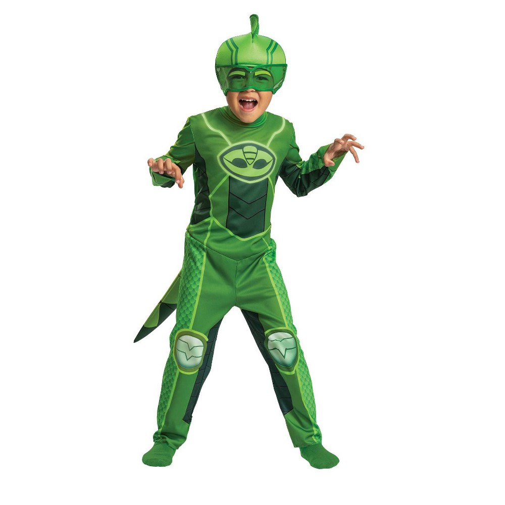 Halloween Toddler PJ Masks Gekko Classic Halloween Costume Jumpsuit with Headpiece 3-4T