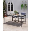 Patio Dining Table with Tempered Glass Desktop, Rectangular Outdoor Table, Weather-Resistant Dining Table - 3 of 4