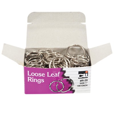 Charles Leonard Loose Leaf Rings with Snap Closure, Nickel Plated, 1 Inch Diameter, 100/Box (Case of 2)