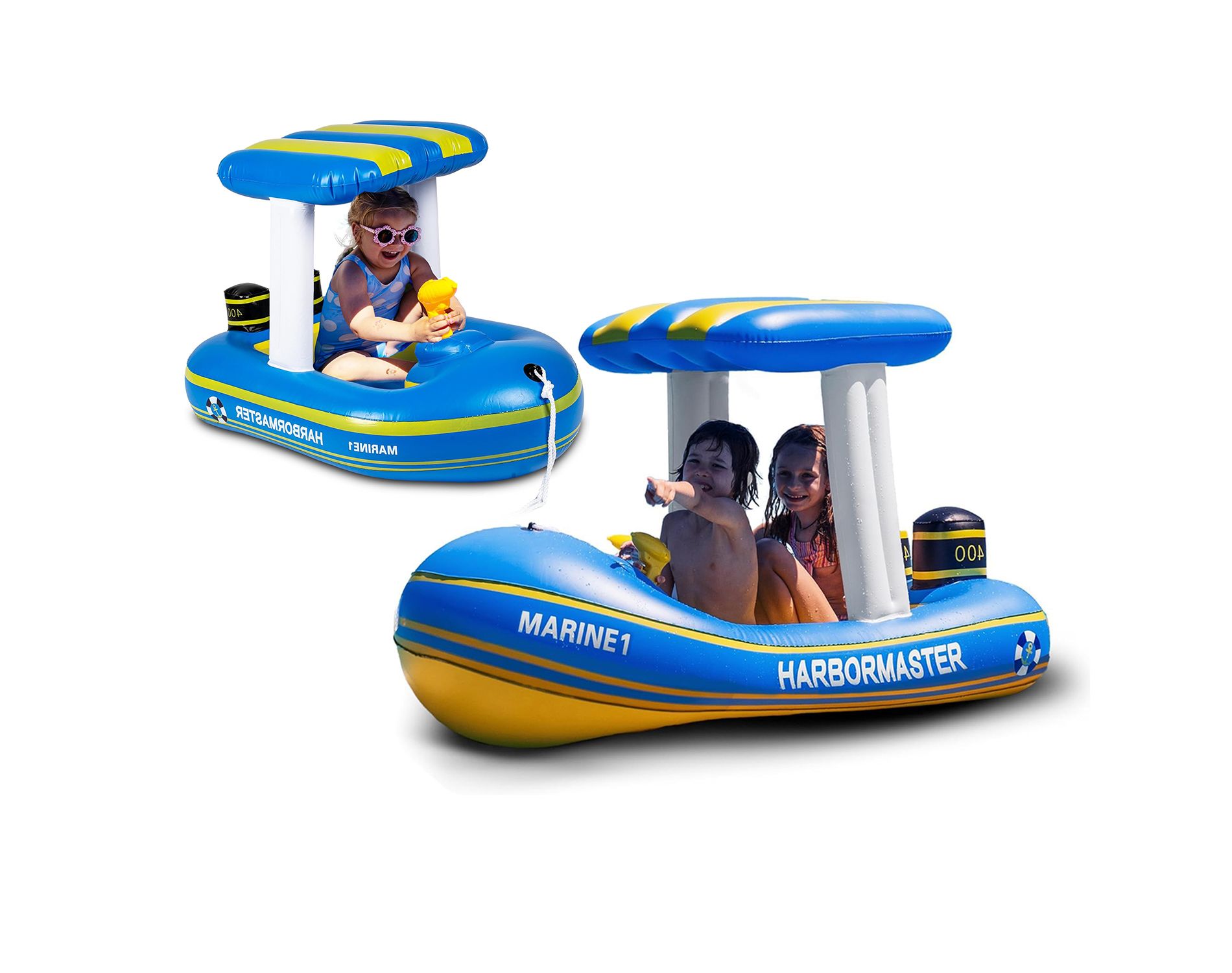 Zone Tech Inflatable Pool Floats – 2 Sizes Harbor Master Inflatable Boat Pool Float Ride On with Water Toy Squirter , Pool Raft for Kids and Toddler