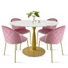Harris+Nano 5-Piece Round-Shaped Dining Table Set With 4 Tufted Velvet Upholstered Chairs Gold Legs -Maison Boucle - 2 of 4