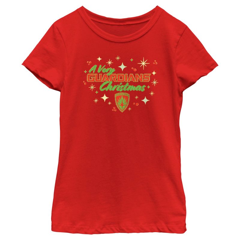 Girl's Guardians of the Galaxy Holiday Special A Very Guardians Christmas T-Shirt, 1 of 6