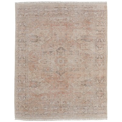 Caldwell Transitional Medallion Orange/Tan/Ivory Area Rug