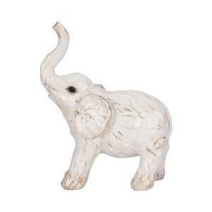 Sagebrook Home Polyresin Elephant Sculpture - Contemporary Rustic White Elephant Statue Home Office Decor - 1 of 4