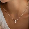 14K Gold/Silver Cross Necklace, CZ Box Chain with Pearl Beads, Minimalist Everyday Jewelry Gift for Women - 2 of 4