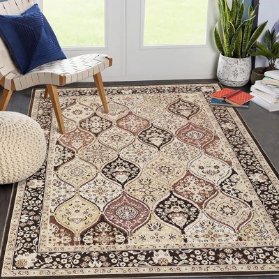 Area Rugs, Washable Vintage Rugs for Living Room, Non-Slip Low Pile Geometric Bohemian Style Soft Rugs, Washable, Dining Room, Living Room