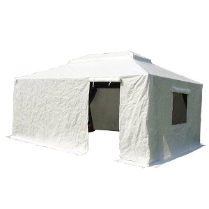 DOMETOUR 12'x14' Universal Gazebo Cover with Sidewalls & Mesh Windows, Waterproof All-Season Enclosure, White - 1 of 4