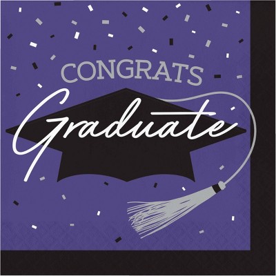 Creative Converting Graduate School Spirit Purple Paper Napkins 108ct