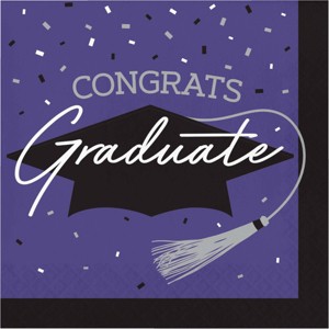 Creative Converting Graduate School Spirit Purple Paper Napkins 108ct - 1 of 3