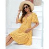 BLUEMING Maternity Dress Front Tie Knot Midi Dress Short Circle Sleeve Bow Tie Highwaist Shirred Back Dress for Pregnancy Women - 3 of 4