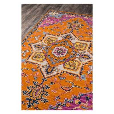 Handmade Blue and Orange Medallion Wool Tufted Rug, 2 ft x 3 ft