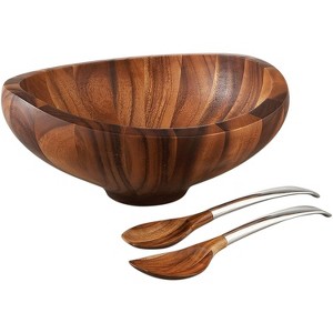 Nambe Butterfly Salad Bowl with Servers - Brown - 1 of 4