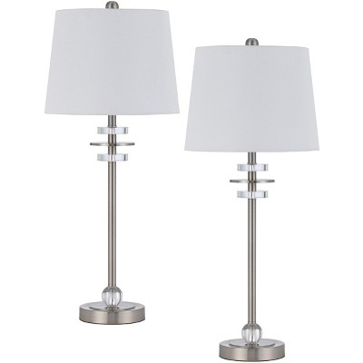 Cal Lighting BO-3094BF-2 60W Sitka Buffet Lamp with Crystal Accent Font and Hardback Taper Drum Fabric Shade (Sold As Pairs)