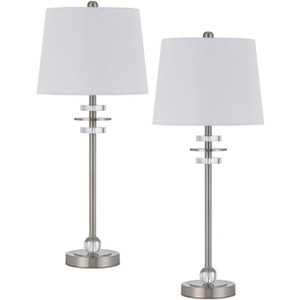 Cal Lighting BO-3094BF-2 60W Sitka Buffet Lamp with Crystal Accent Font and Hardback Taper Drum Fabric Shade (Sold As Pairs) - 1 of 4