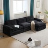 Karl Home |120 in. W Pillow Top Arm Chellie 3-Seat L-shaped Modern Sofa in Black with Ottoman - 2 of 4