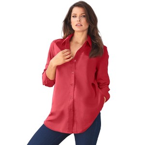 Roaman's Women's Plus Size Long Sleeve Kate Big Shirt - 1 of 4