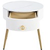 NicBex Coffee Tables for Living Room �19.6" Round Coffee Table Set of 2 Modern Fluted 2 Side Table Set with Drawers and Golden Legs, White+Gold - 2 of 4