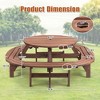PAGED Outdoor Dining Set Wood Round Patio Dining Set with Built-in Benches, Umbrella Hole for Lawn, Patio, Garden - 2 of 4