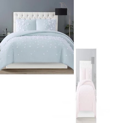 Blush King Microfiber Comforter Set with Decorative Flowers