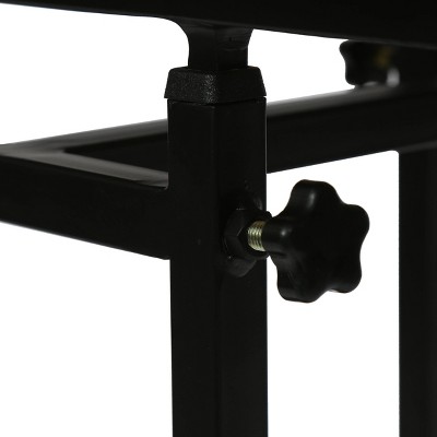 Amlin Adjustable Height Natural Mango Wood and Black Metal C-Shaped Side Table