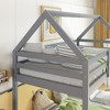 Kumasinova Twin-Over-Twin Rubber Wood Floor Bed Bunk Bed, House-Shaped Roof Design Twin Size Bed Frame with Ladder & Guardrails for Kids' Bedrooms - 3 of 4